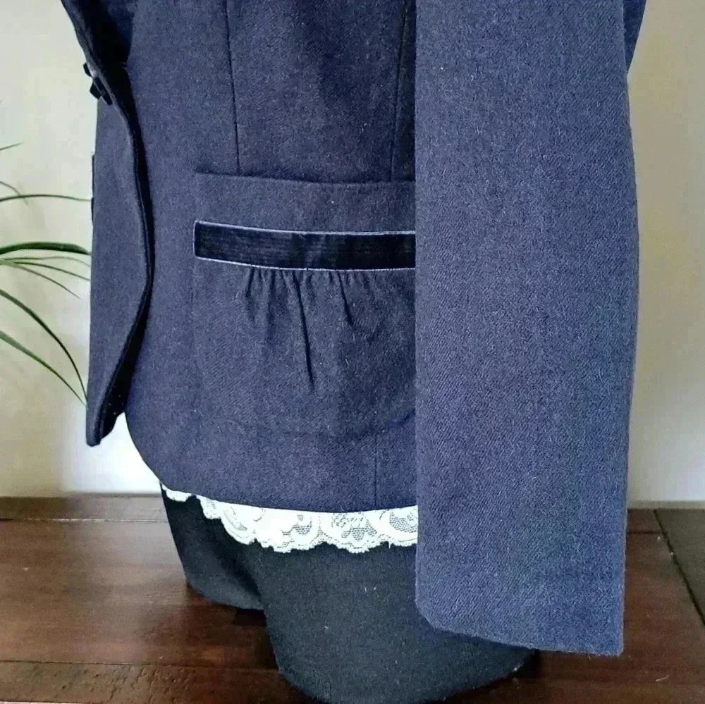 ❤️ Joe Fresh Navy Blue Wool Blend Women's Blazer Size 4 - Picture 9 of 10